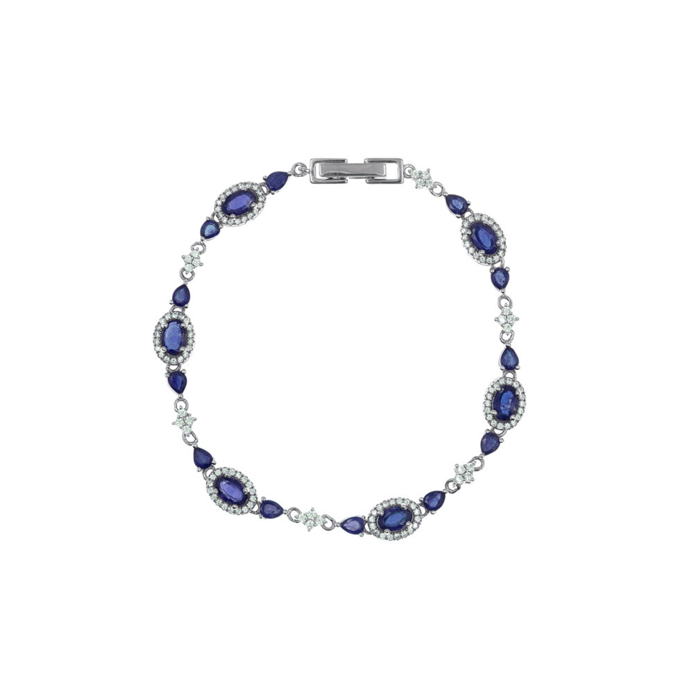 Pulsera Zafiro Oval Plata 925