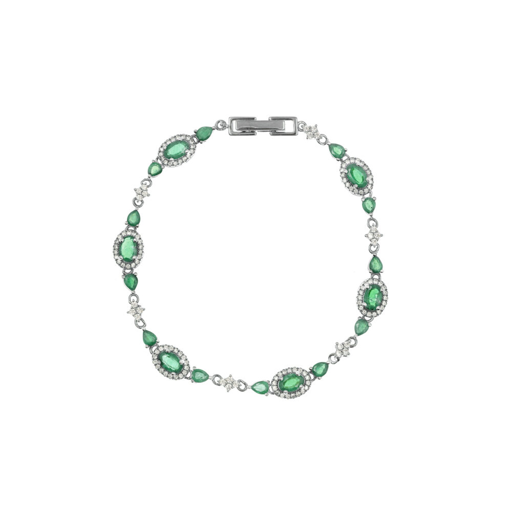 Pulsera Esmeralda Oval Plata 925