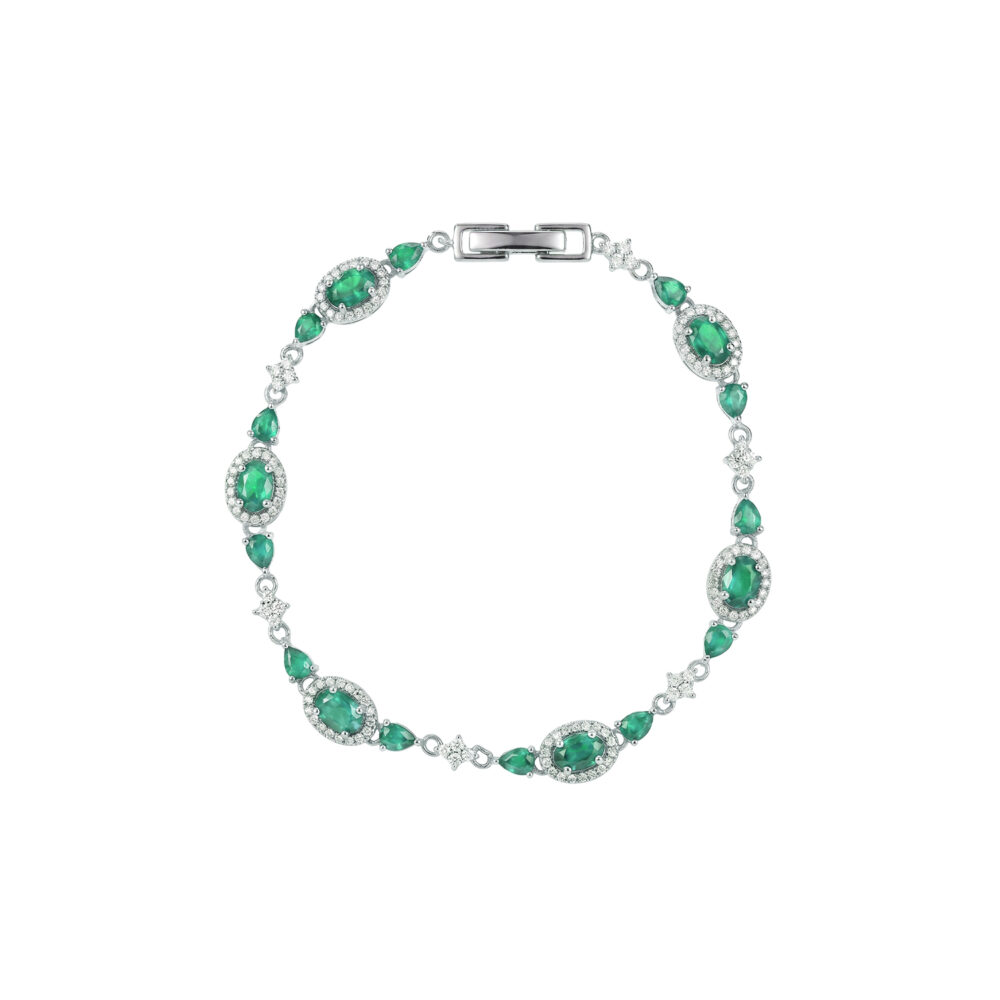 Pulsera Esmeralda Oval Plata 925