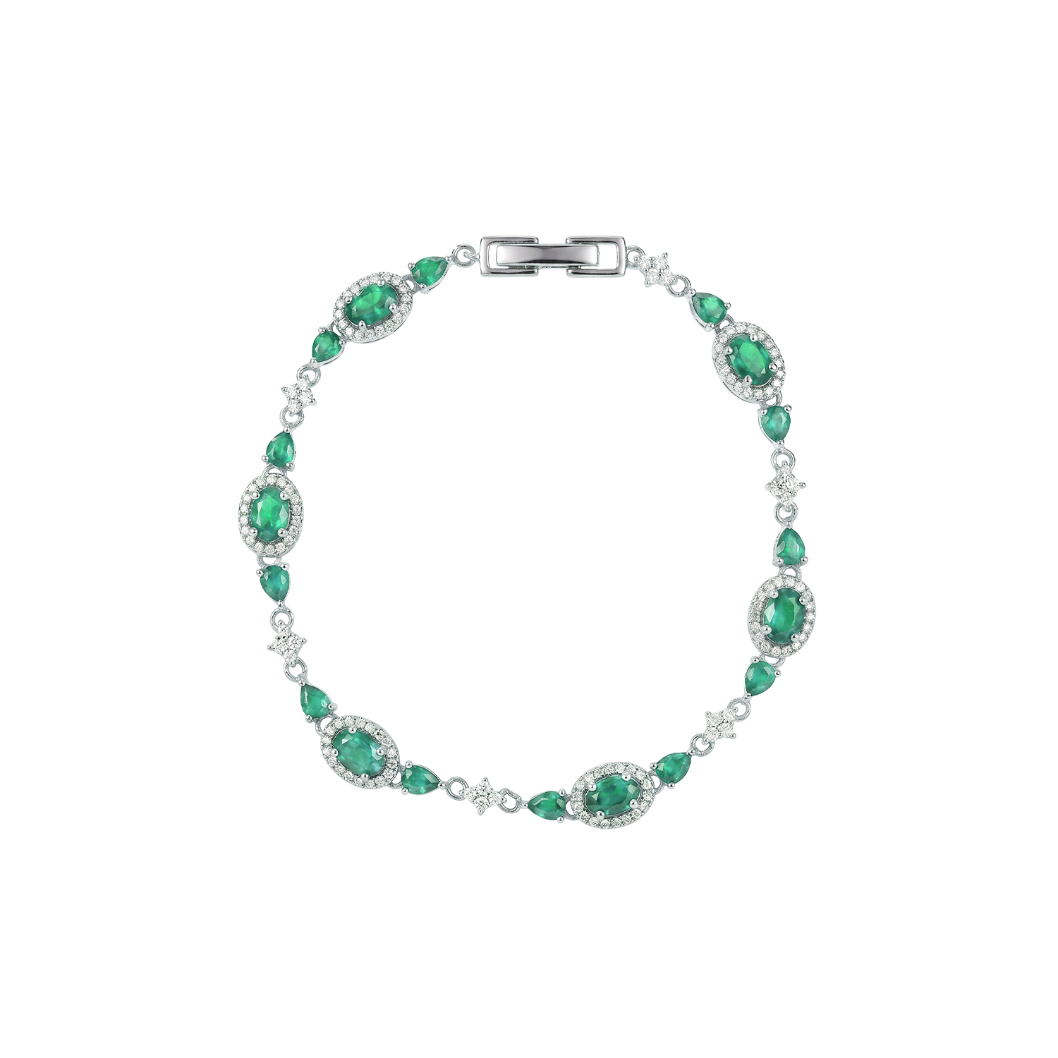 - Pulsera Esmeralda Oval Plata 925