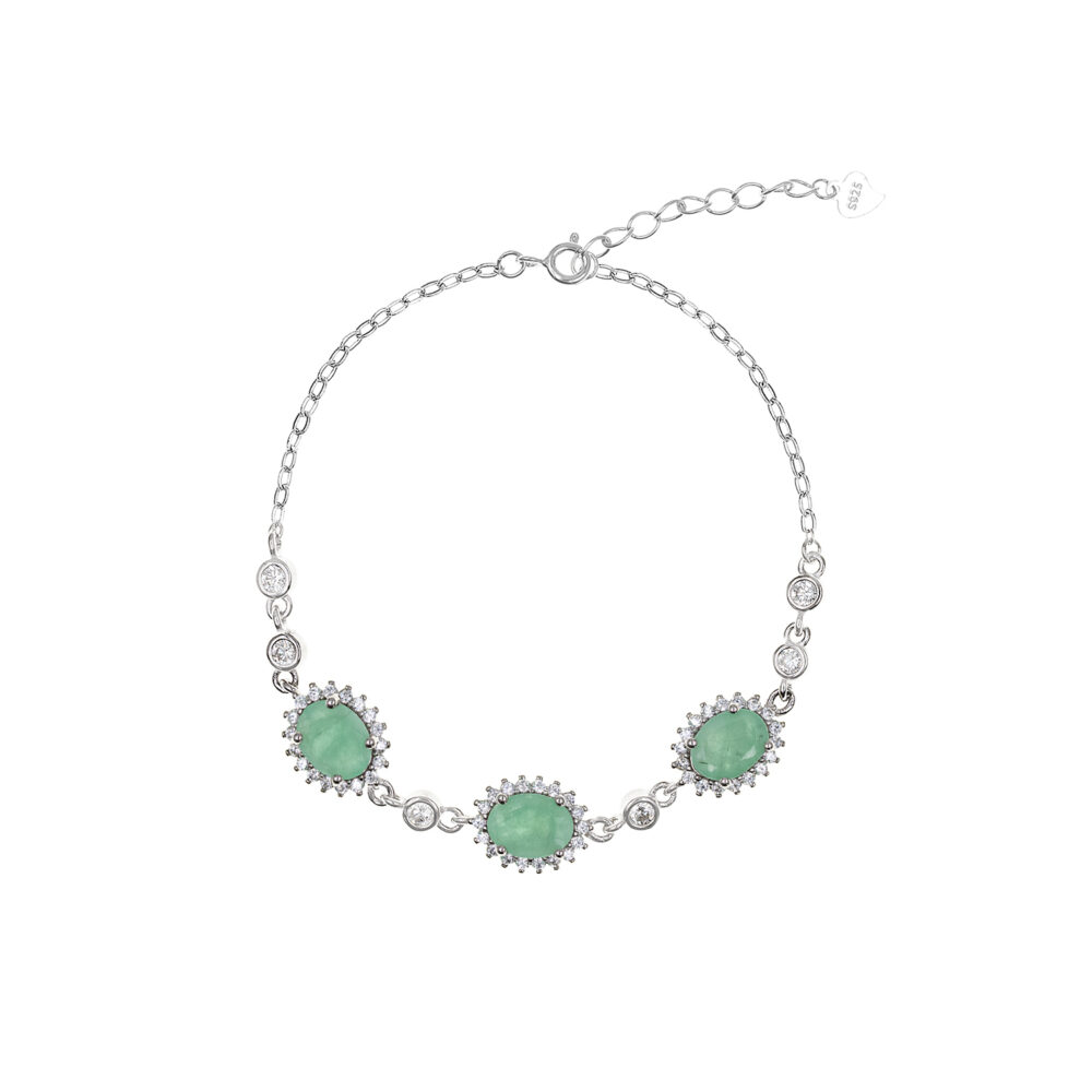 Pulsera Tres Esmeralda Plata 925