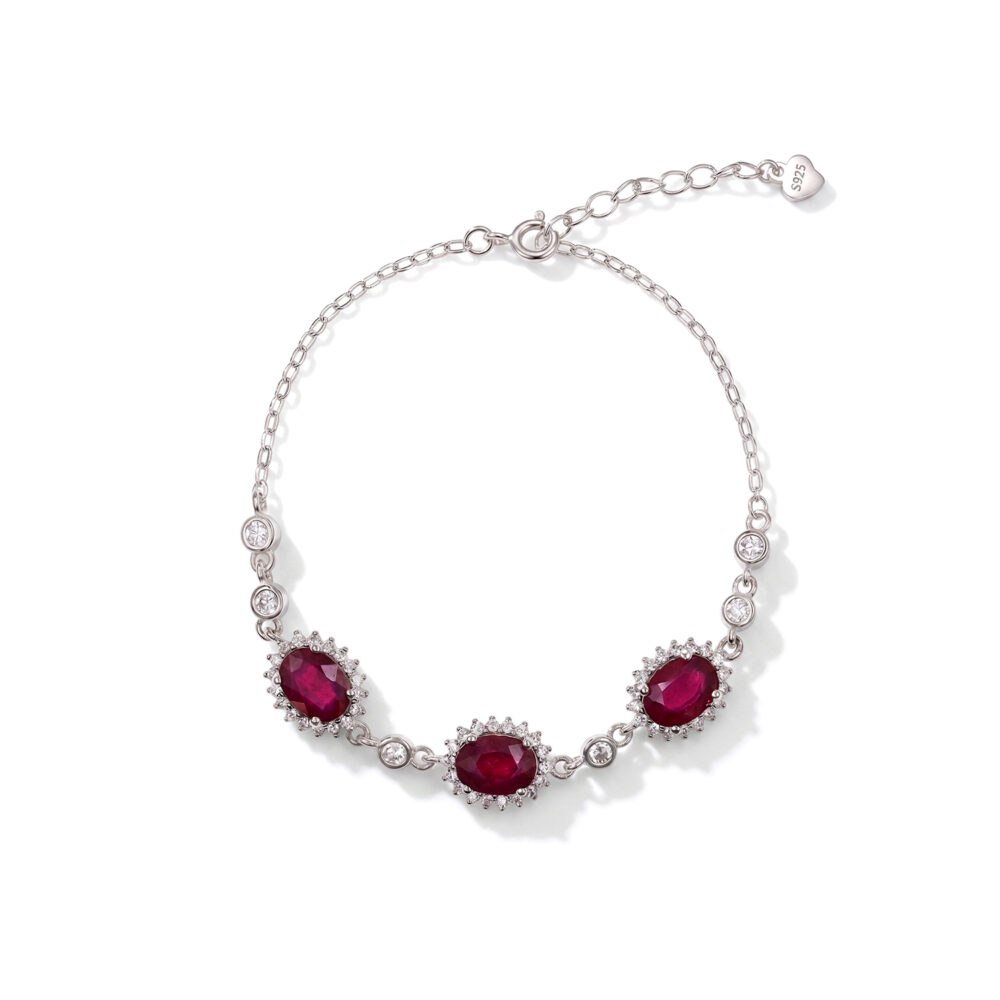 Pulsera Tres Rubí Plata 925