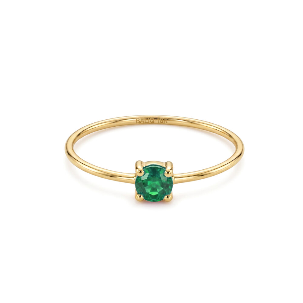 Anillo Esmeralda Redondo Oro 18K