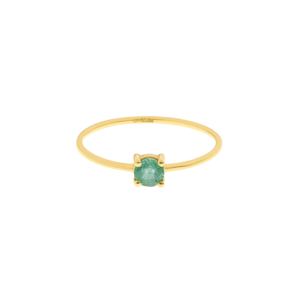 Anillo Esmeralda Redondo Oro 18K