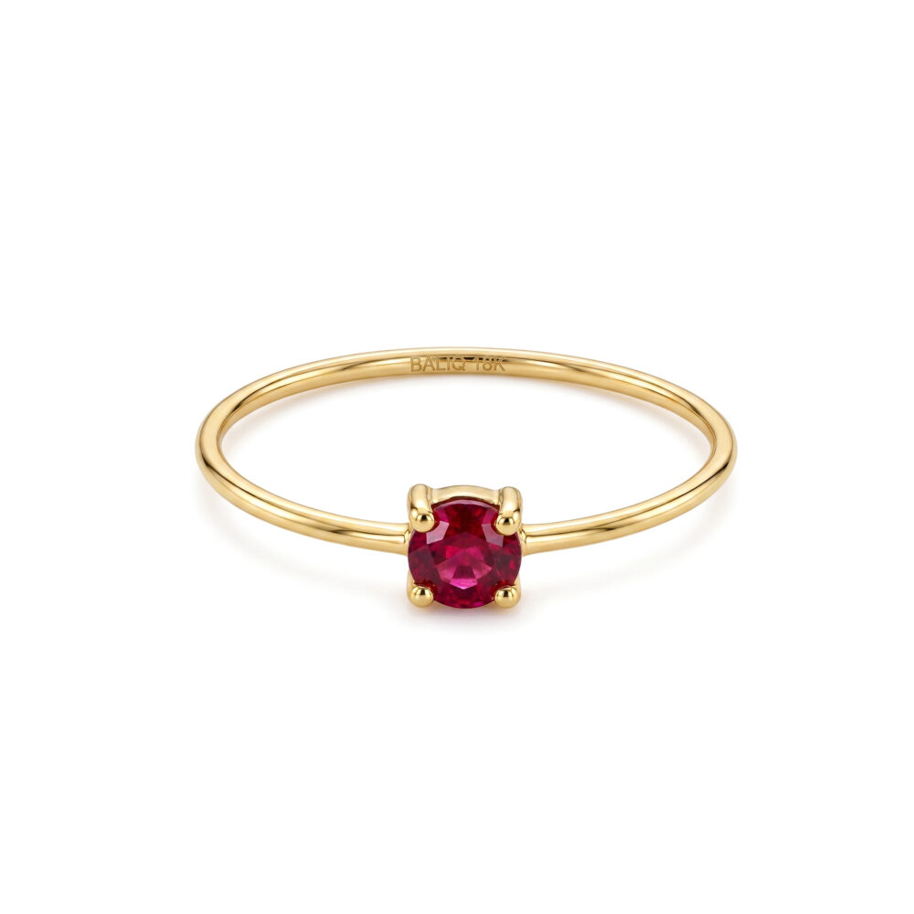 Anillo Rubí Redondo Oro 18K