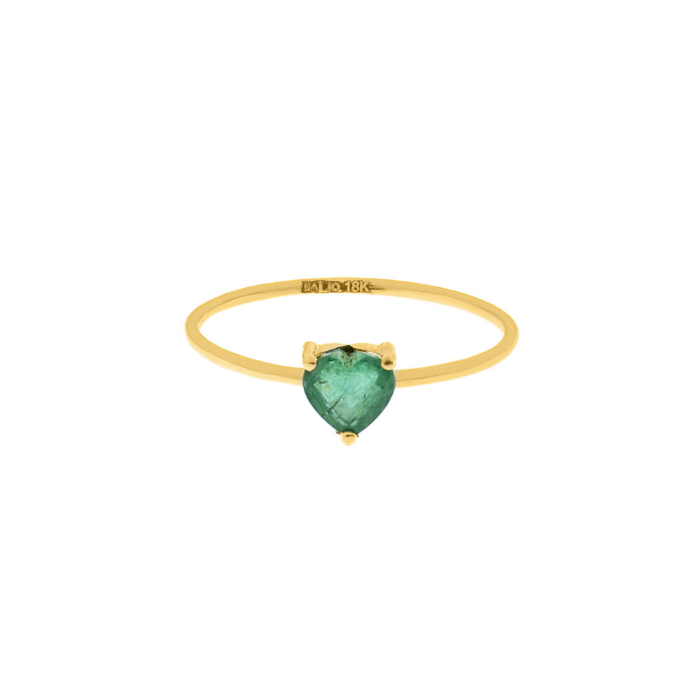 Anillo Esmeralda Corazón Oro 18K