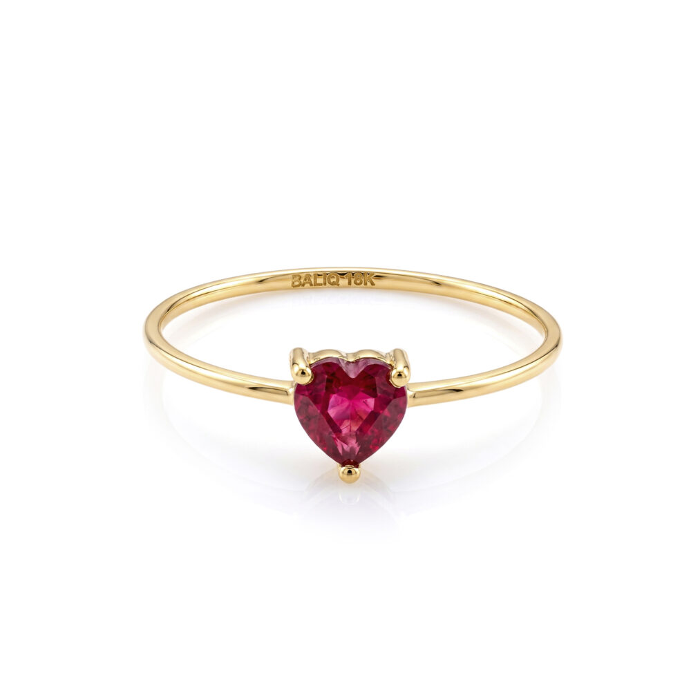 Anillo Rubí Corazón Oro 18K