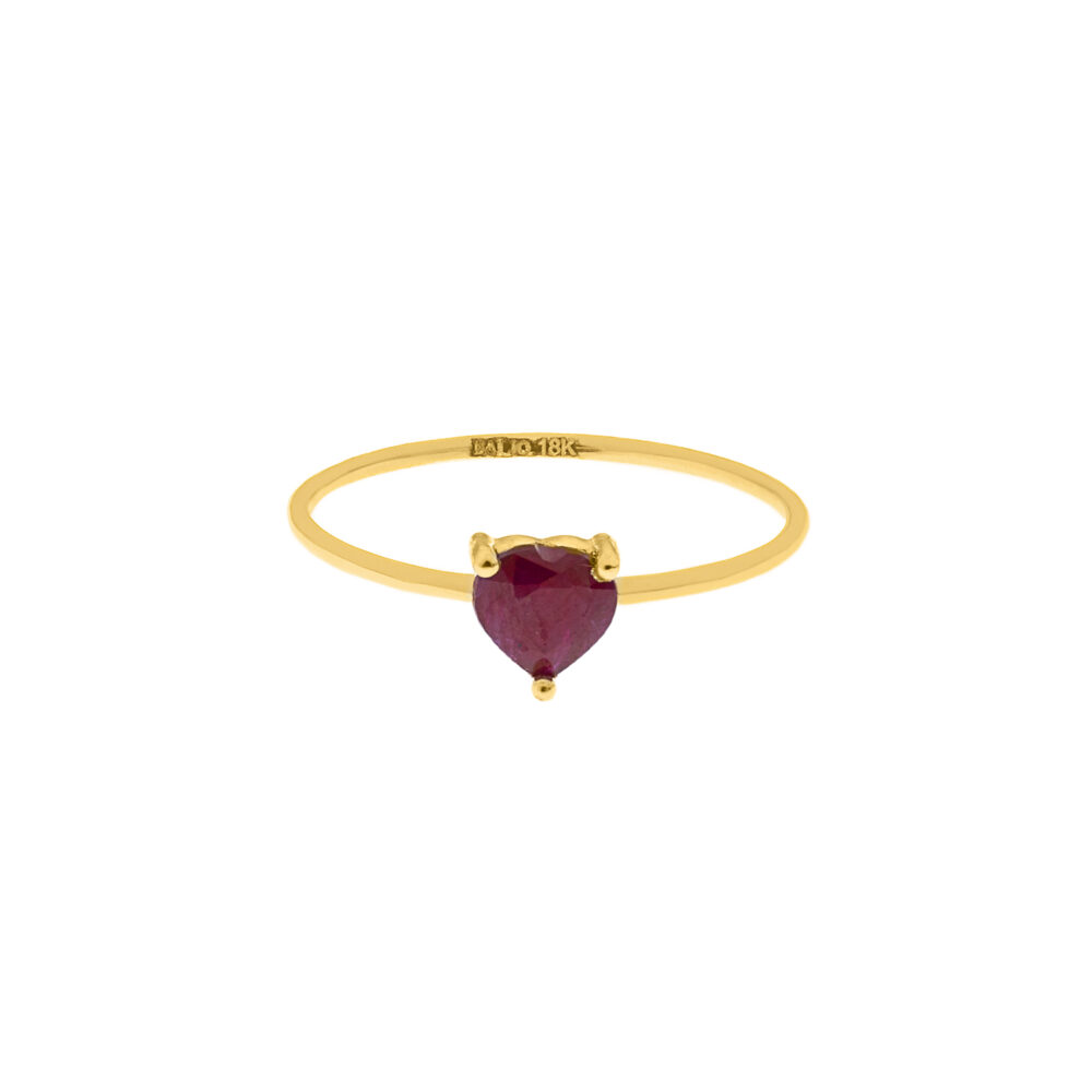 Anillo Rubí Corazón Oro 18K