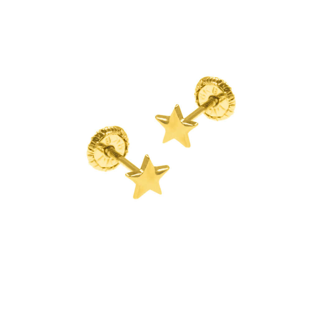 Aretes Estrella Oro 18K Niña