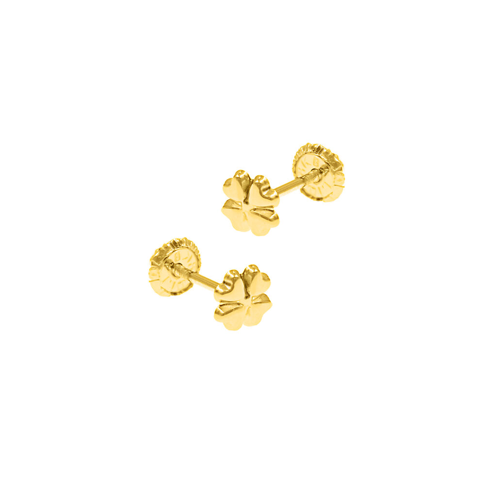 Aretes Trebol Corazón Oro 18K