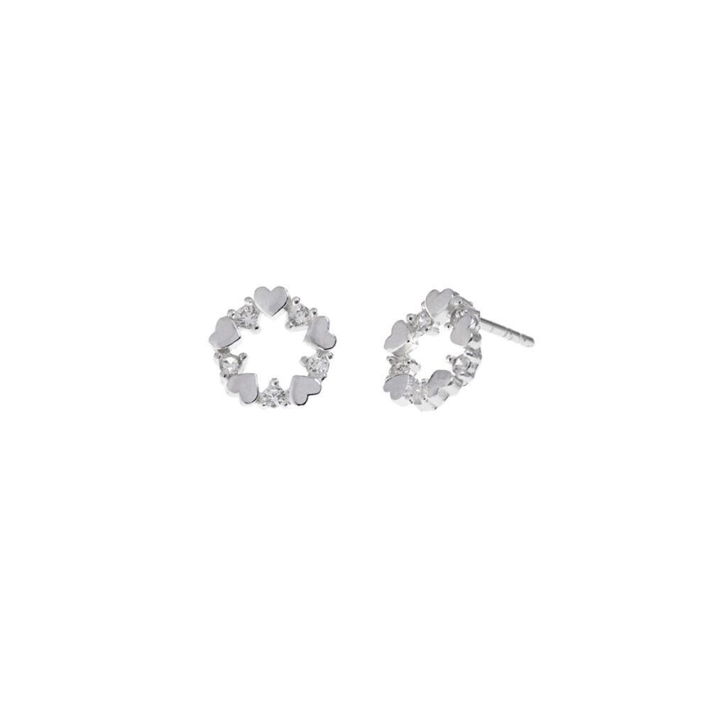 Aretes Corazones Circular Plata 925