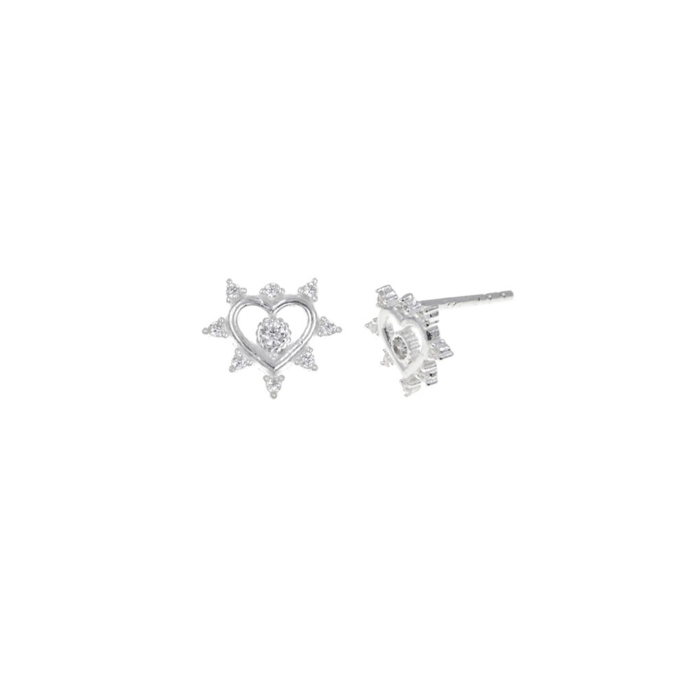 Aretes Corazón Corona Plata 925