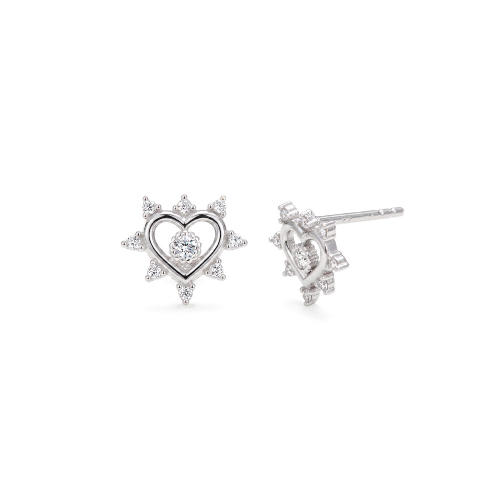 Aretes Corazón Corona Plata 925