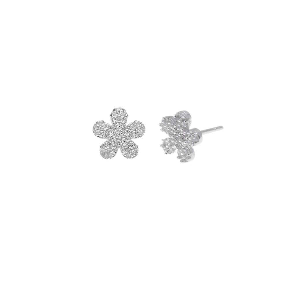 Aretes Flor Cz Plata 925