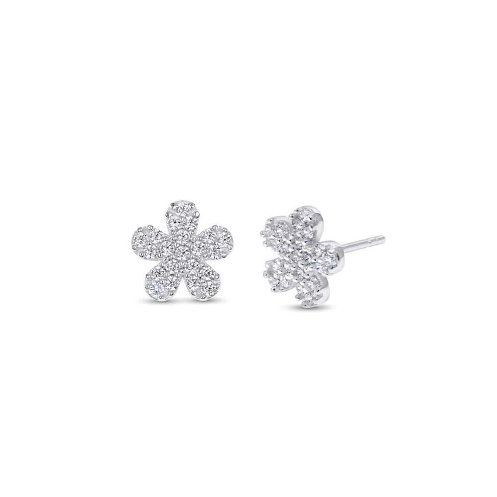 Aretes Flor Cz Plata 925
