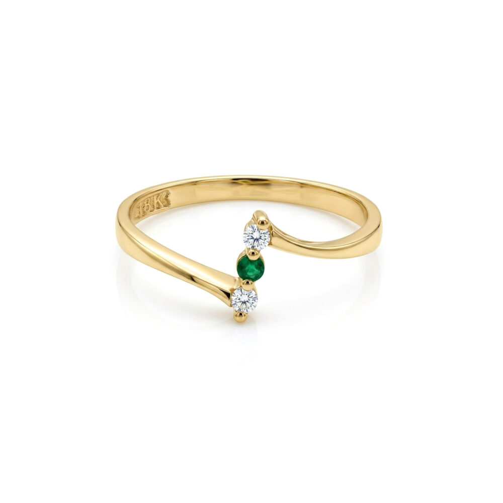 Anillo Esmeralda Trio Oro 18K & Brillantes