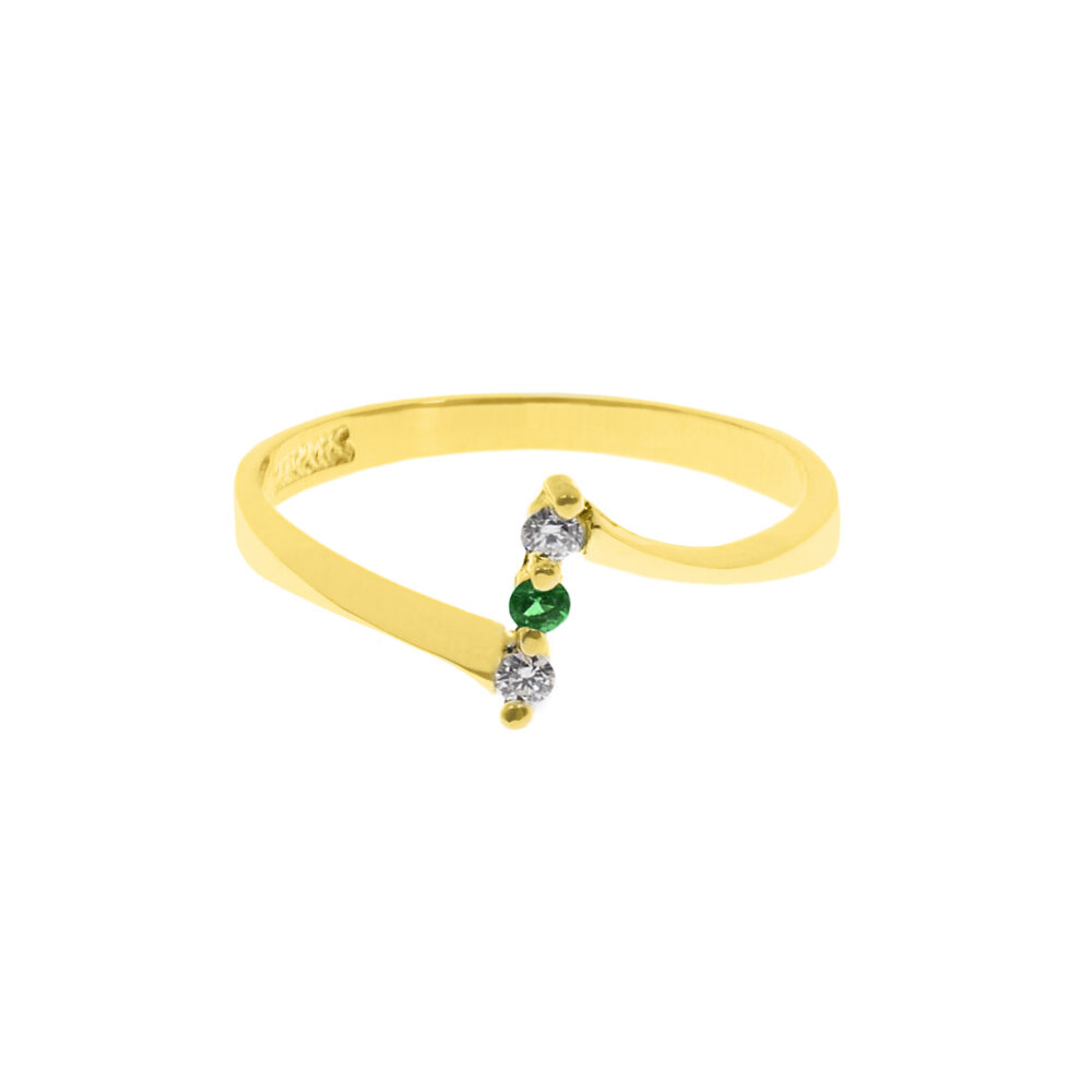 Anillo Esmeralda Trio Oro 18K & Brillantes