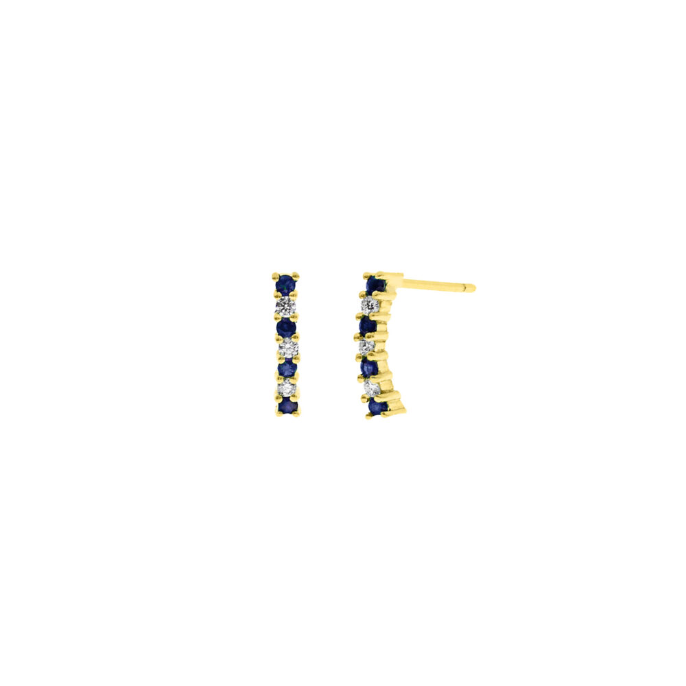 Aretes Zafiro Riviere Oro 18K & Brillantes