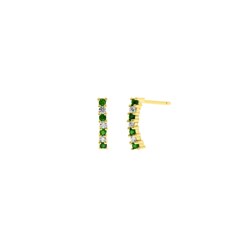 Aretes Esmeralda Oro 18K & Brillantes