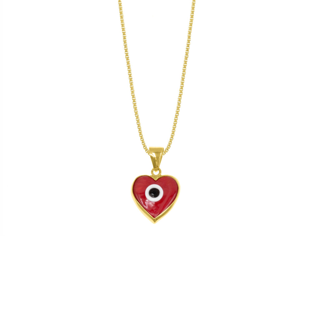 Collar Ojo Turco Corazón Oro 18K