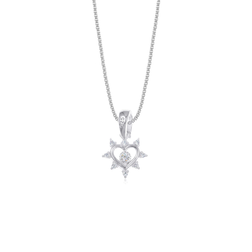 Collar Corazón Corona Plata 925