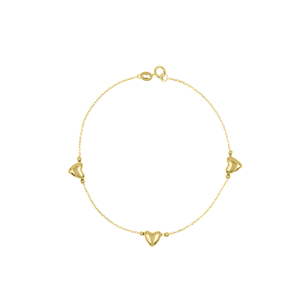 Pulsera Tres Corazones Oro 18K