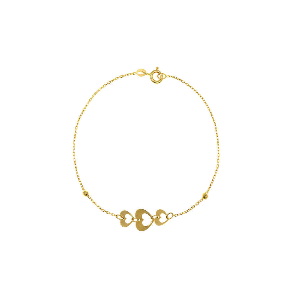 Pulsera Corazones Oro 18K