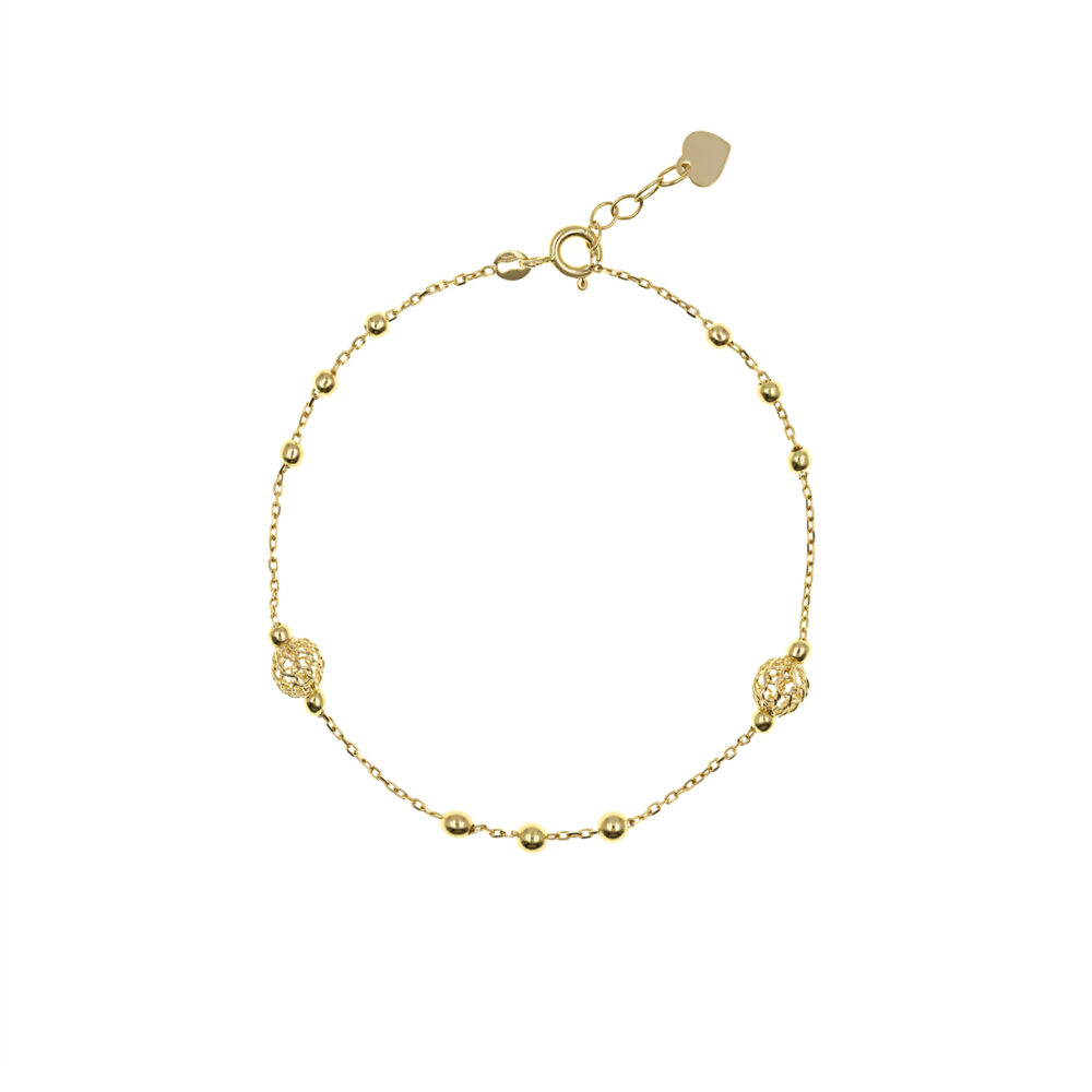 Pulsera Bola Tejida Oro 18K