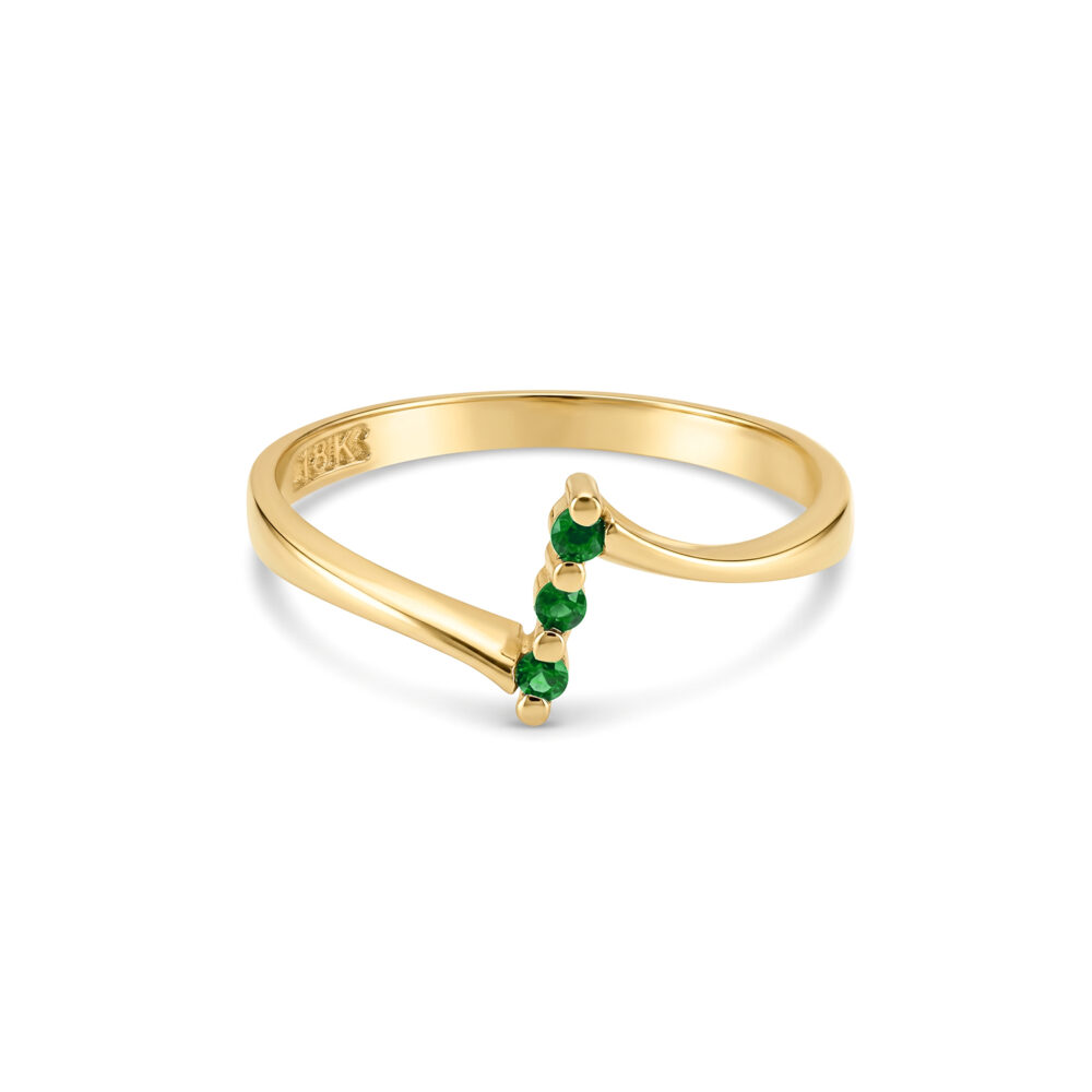 Anillo Esmeralda Trio Oro 18K