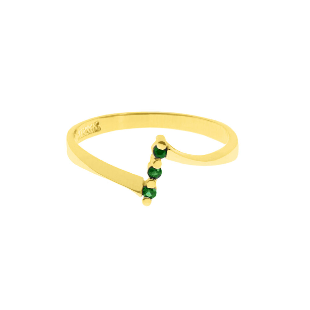 Anillo Esmeralda Trio Oro 18K