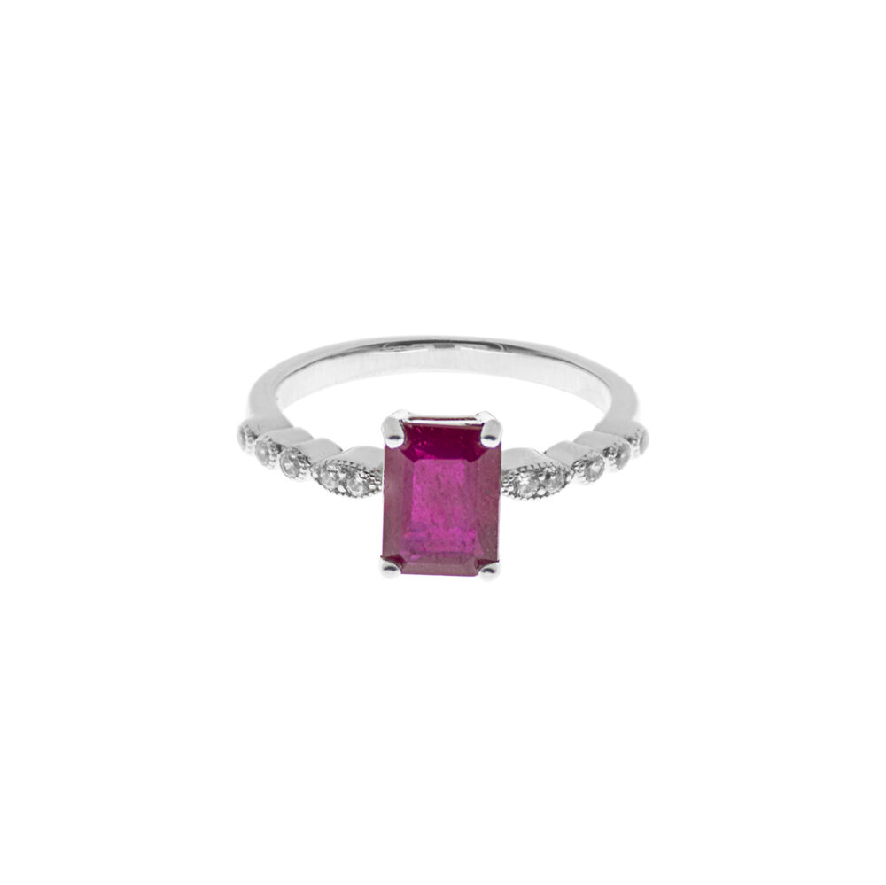 Anillo Rubí Plata 925