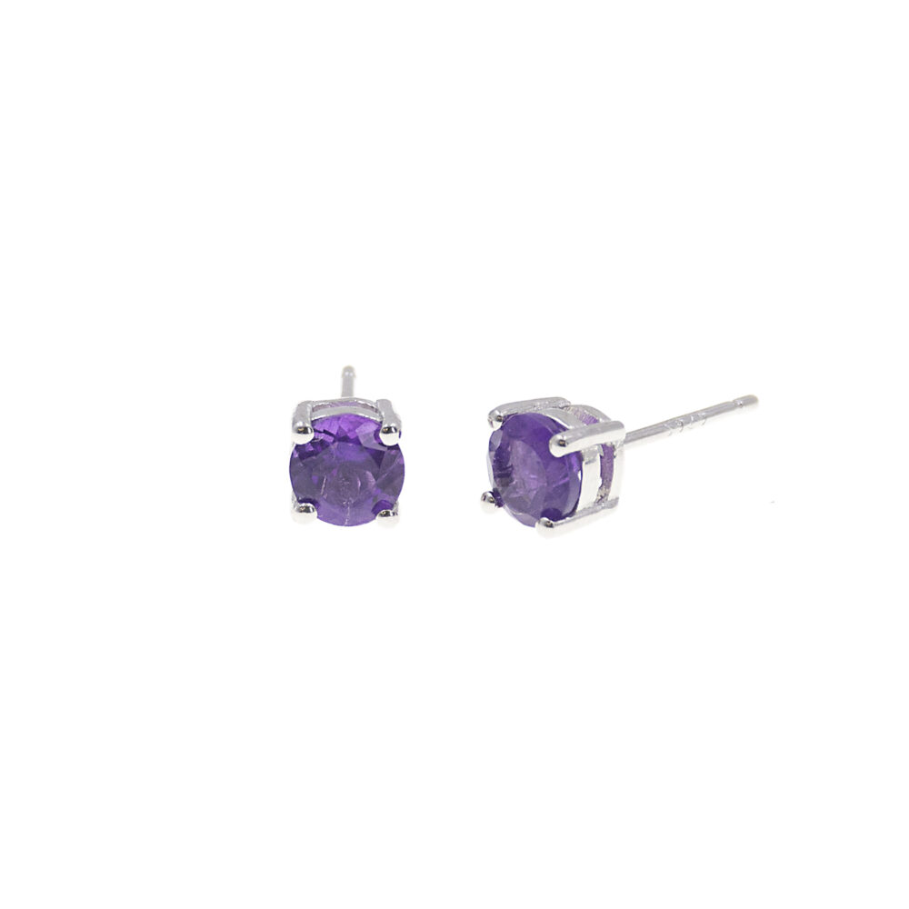 Aretes Amatista Redondo Plata 925