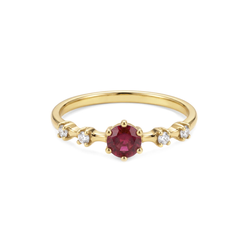 Anillo Rubí Casual Oro 18K & Brillantes