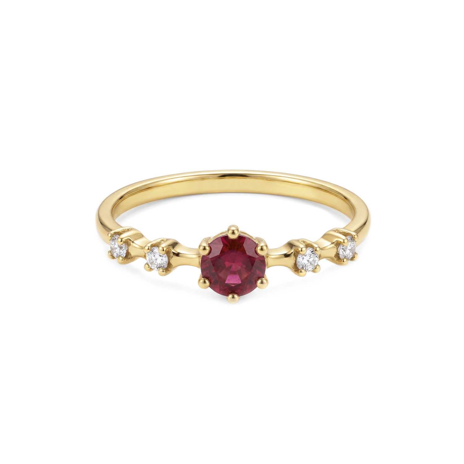 - Anillo Rubí Casual Oro 18K & Brillantes