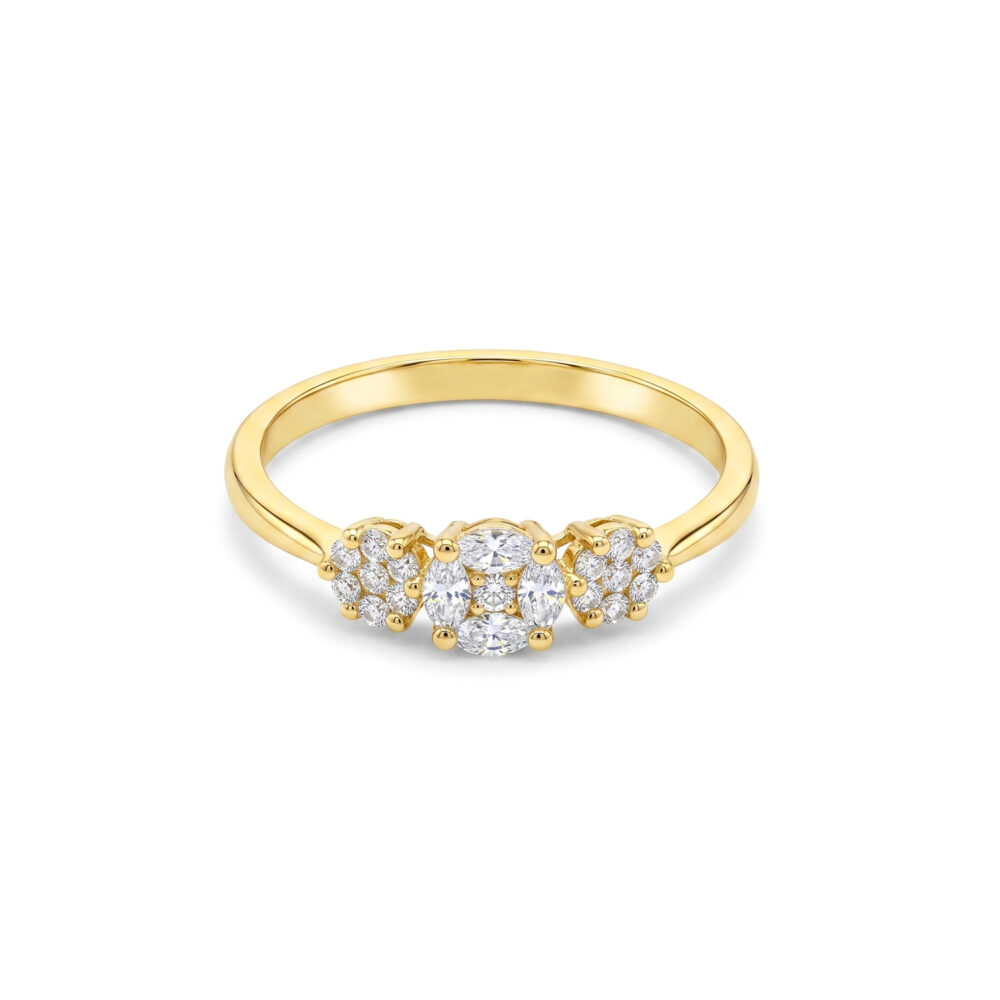 Anillo de Compromiso Pasado Presente Futuro Oro 18K & Brillantes