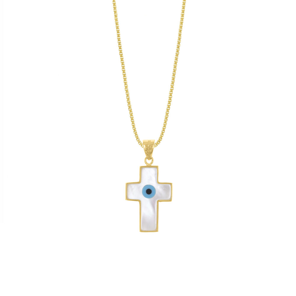 Collar Madre Perla Ojo Turco Oro 18K