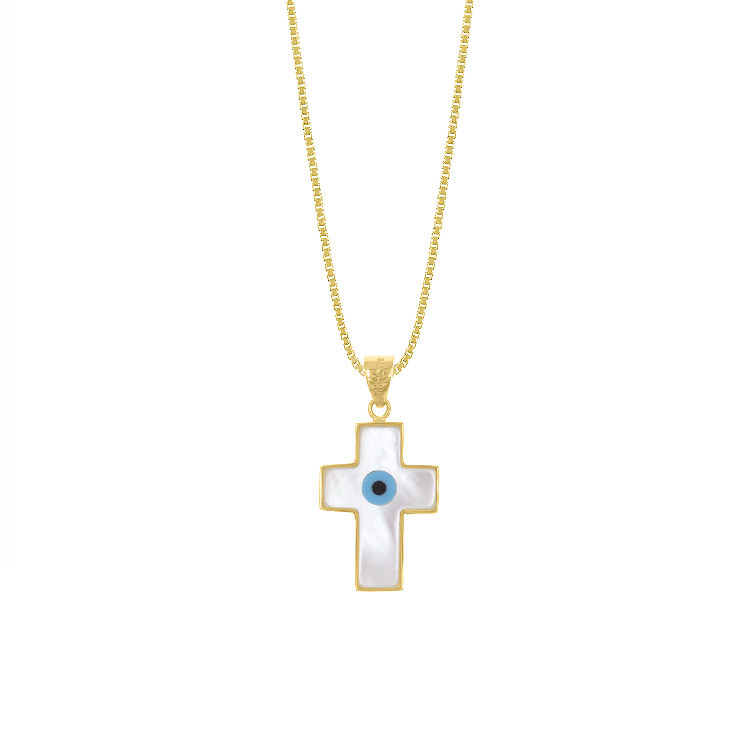 - Collar Madre Perla Ojo Turco Oro 18K