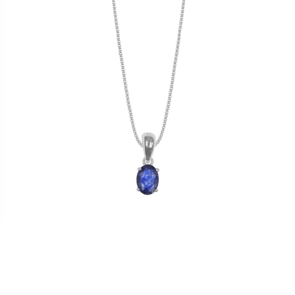 Collar Zafiro Oval Casual Plata 925
