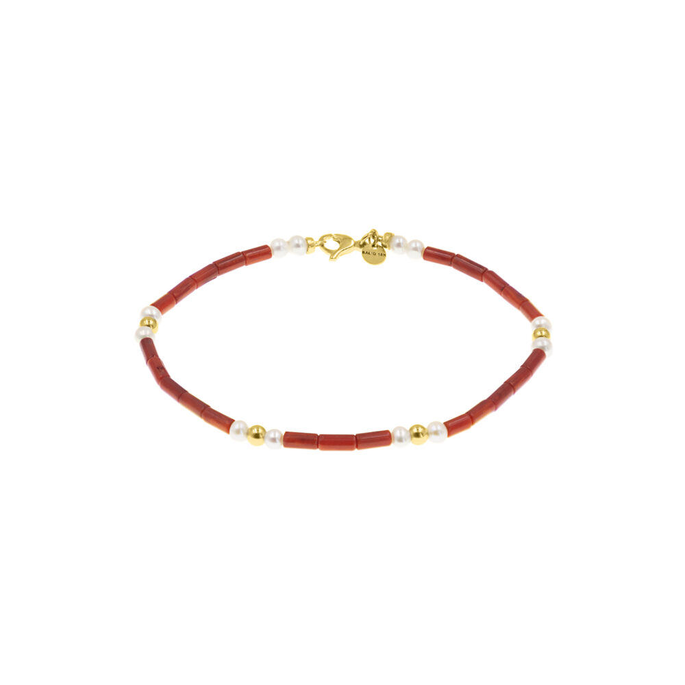 Pulsera Tubito Coral Oro 18K