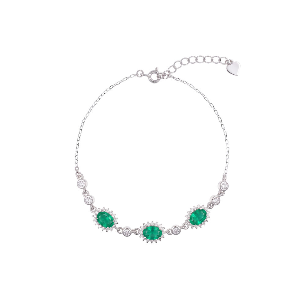 Pulsera Esmeralda Oval Plata 925