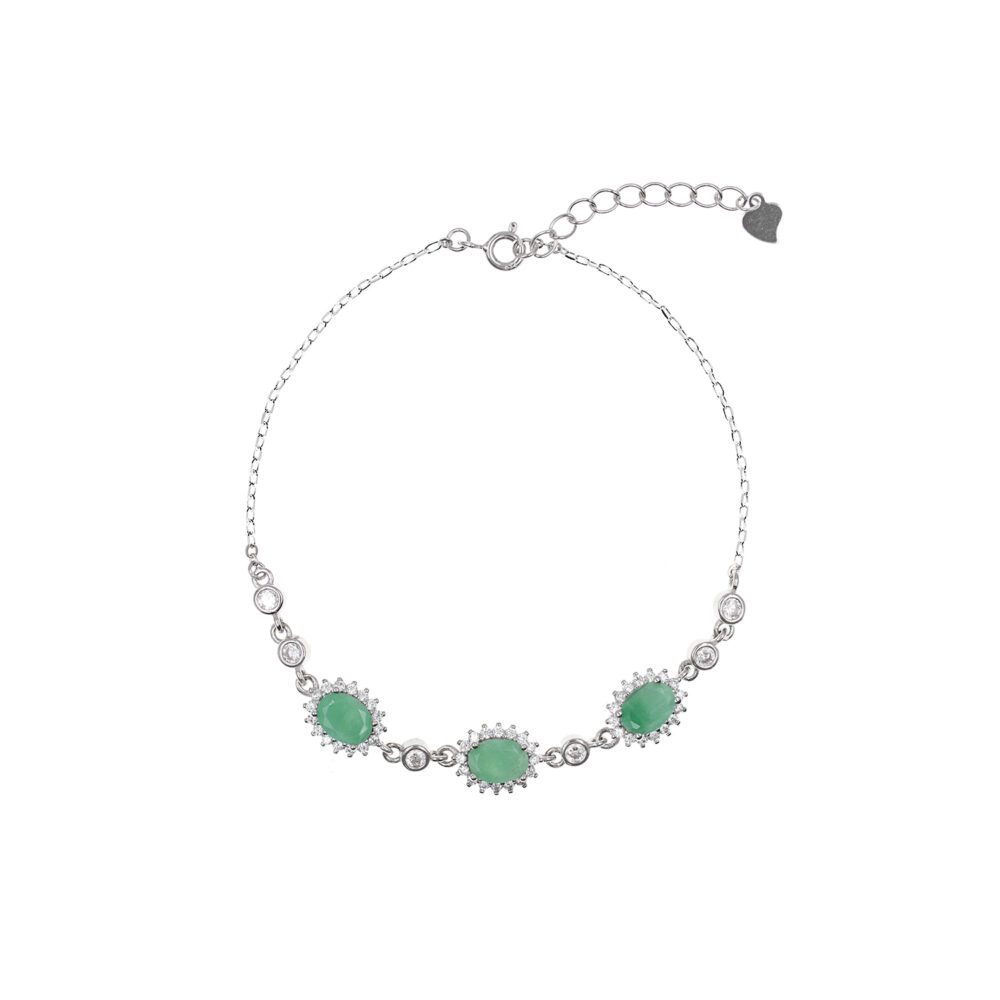 Pulsera Esmeralda Oval Plata 925