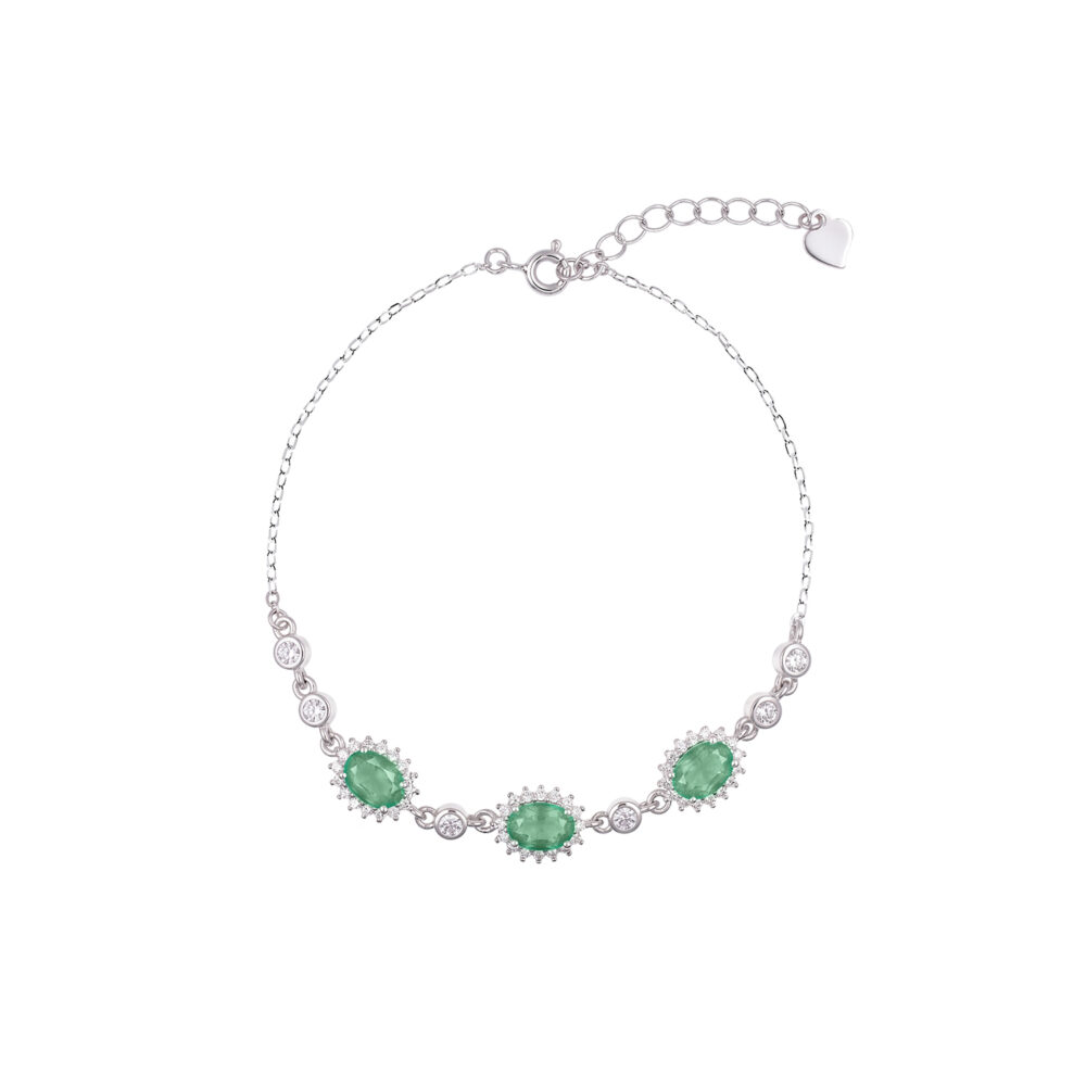Pulsera Esmeralda Oval Plata 925