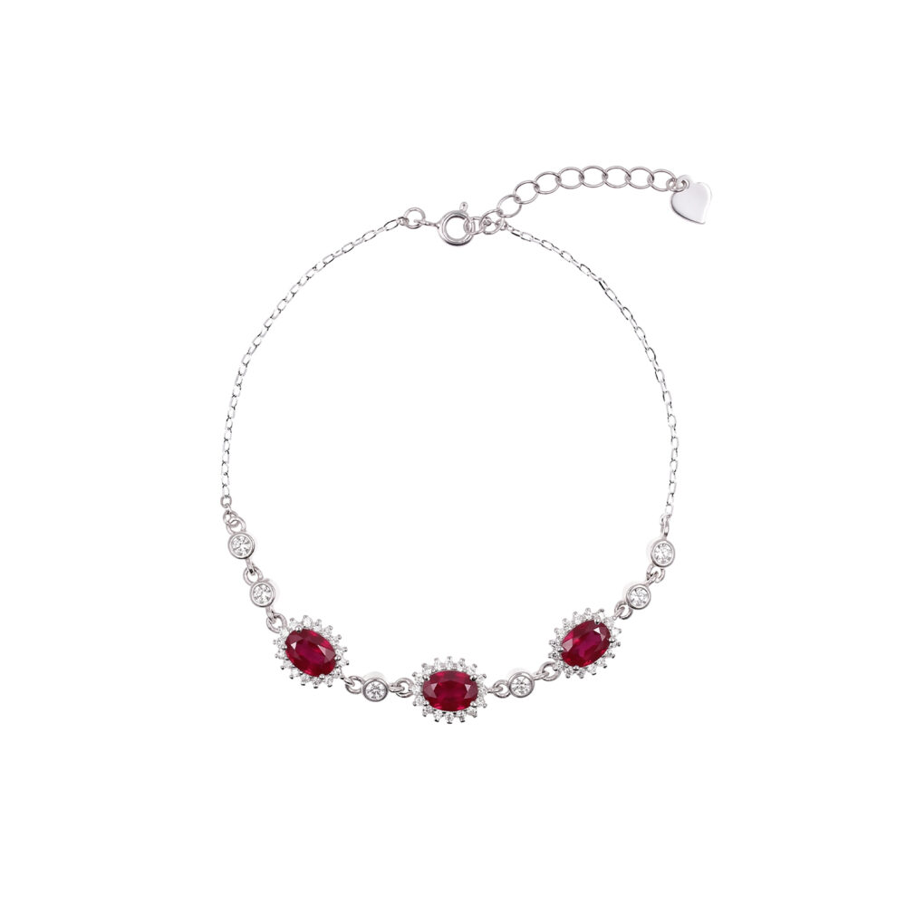 Pulsera Rubí Oval Plata 925