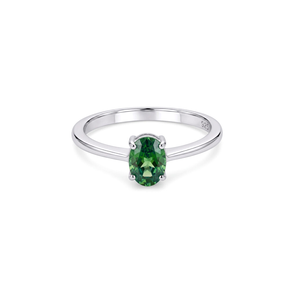 Anillo Esmeralda Oval Casual Plata 925