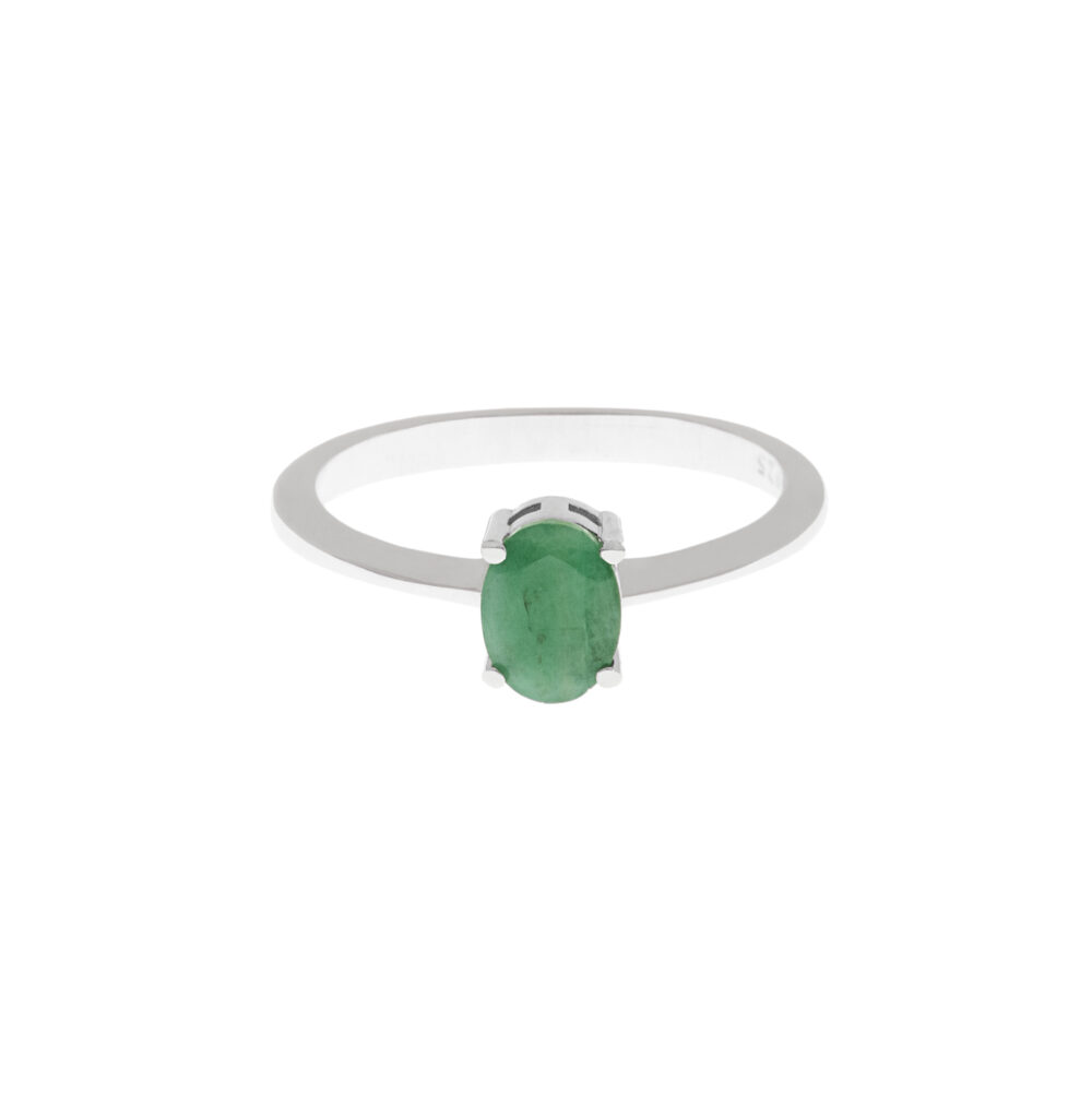 Anillo Esmeralda Oval Casual Plata 925