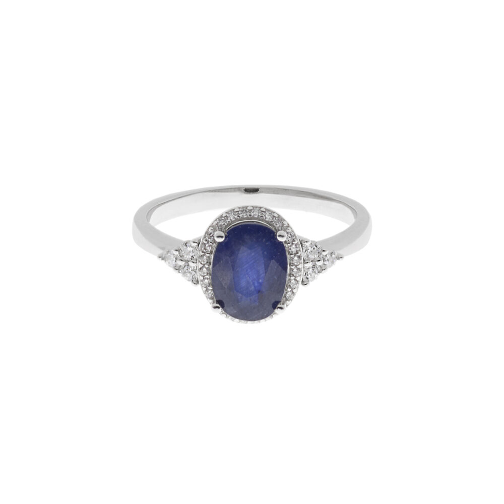 Anillo Zafiro Oval Plata 925