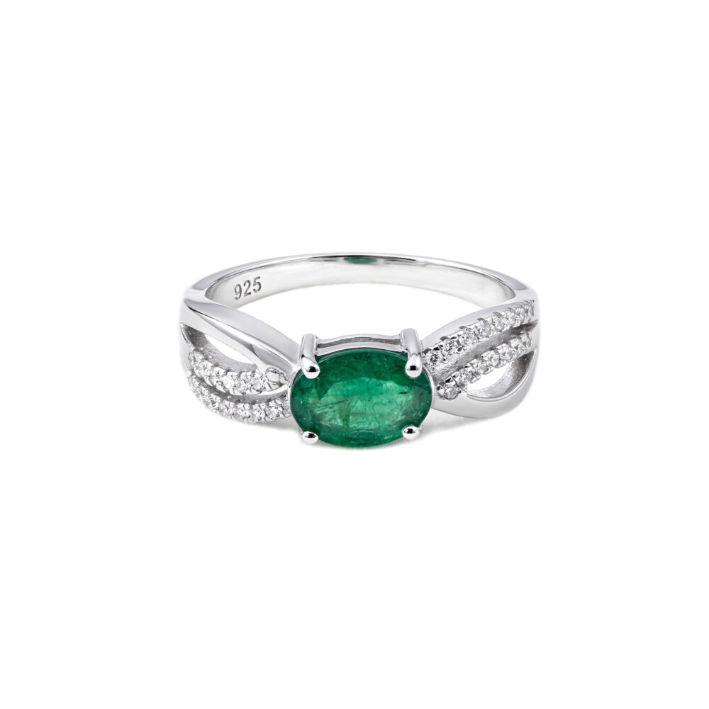 Anillo Esmeralda Oval Plata 925