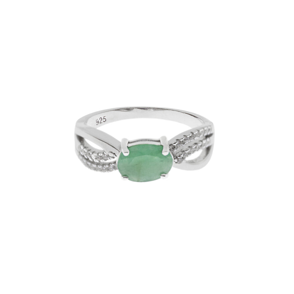 Anillo Esmeralda Oval Plata 925