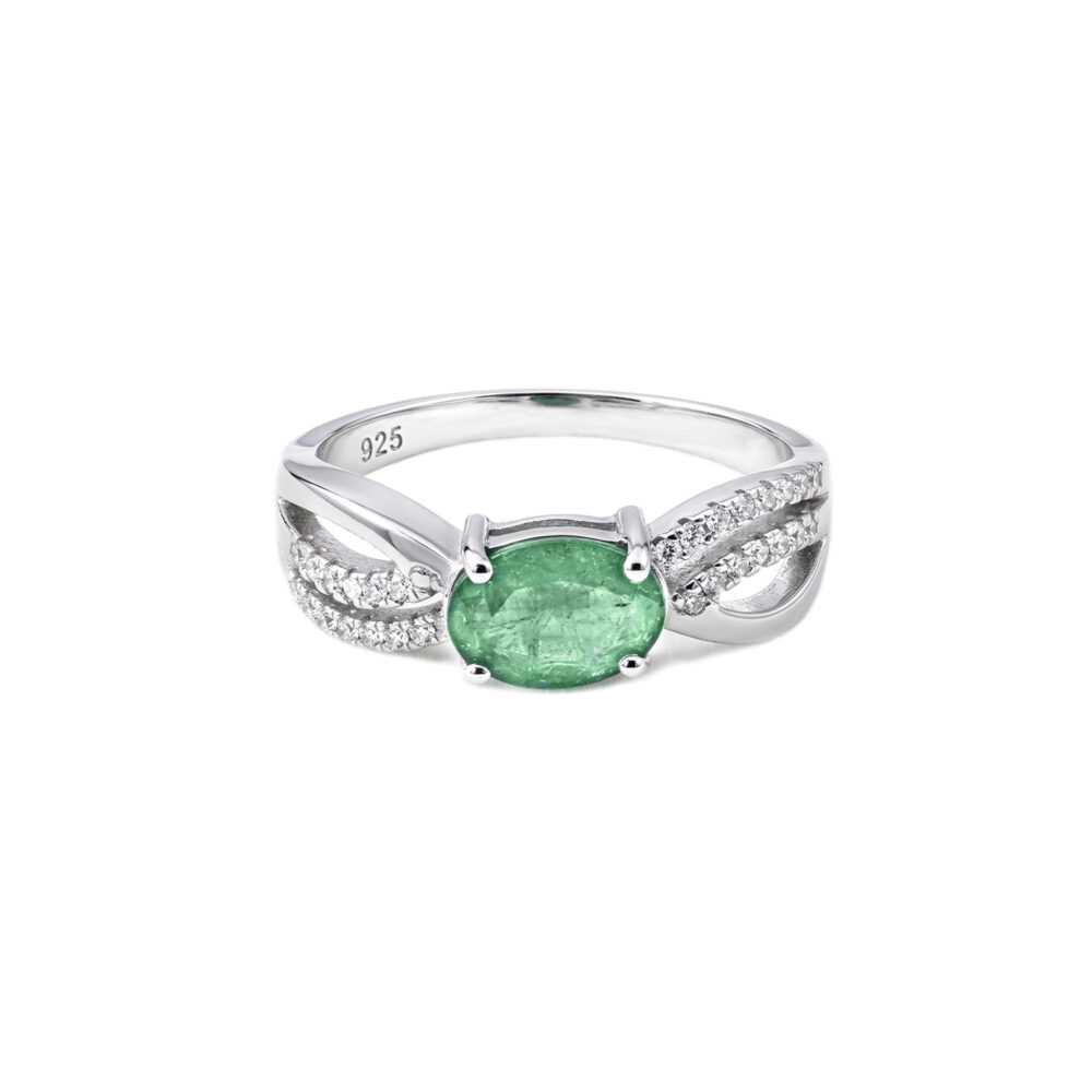 Anillo Esmeralda Oval Plata 925
