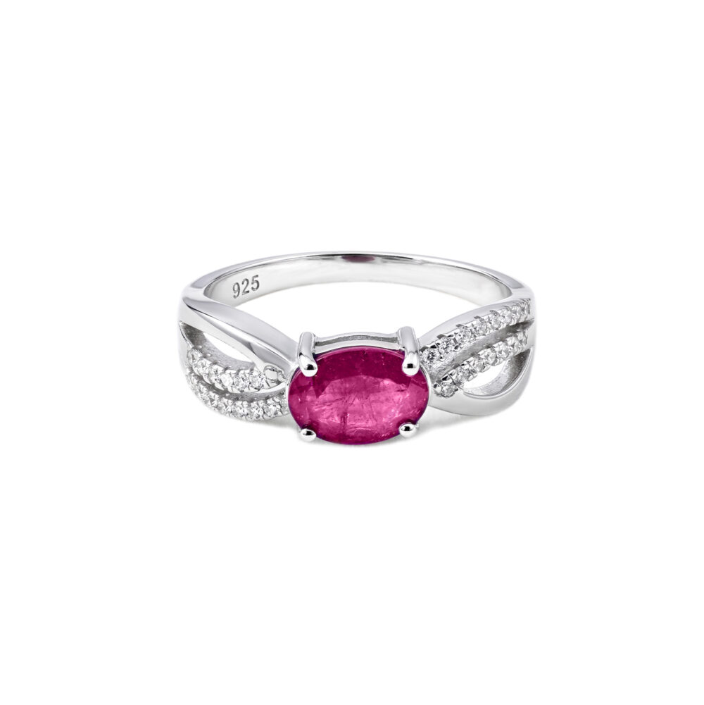 Anillo Rubí Plata 925